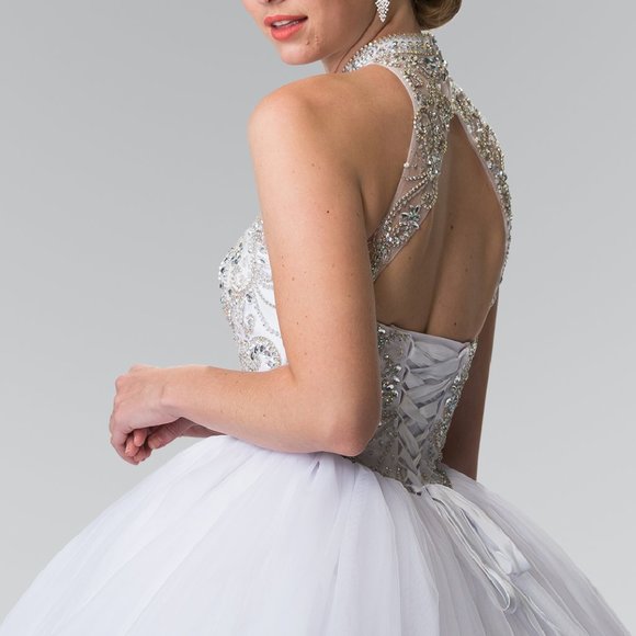 High Neck Sequin Ballgown Prom Dress GSGL2206 - Picture 3 of 9